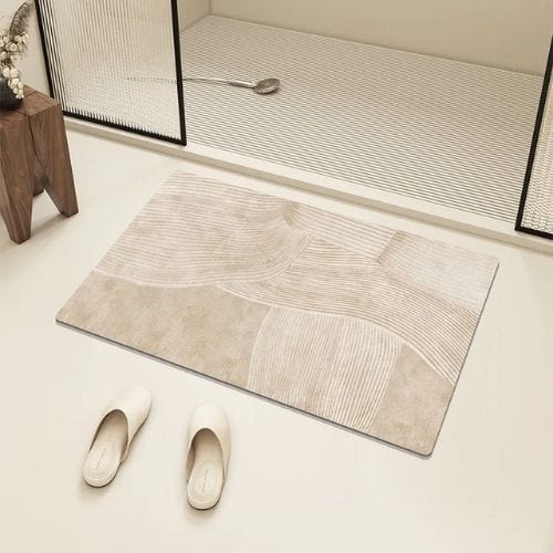 Tapis Salle de Bain | Moderne Rayure - Tapinna® Beige / Rectangulaire / 45x75cm