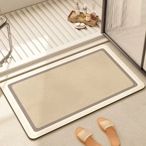 Tapis Salle de Bain | Moderne Rayure - Tapinna® Beige / Rectangulaire / 45x75cm