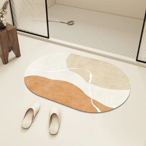 Tapis Salle de Bain | Moderne Rayure - Tapinna® Coloré / Ovale / 45x75cm