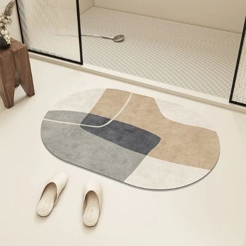 Tapis Salle de Bain | Moderne Rayure - Tapinna® Coloré / Ovale / 45x75cm