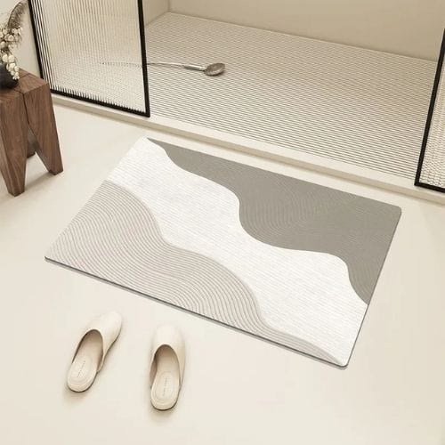 Tapis Salle de Bain | Moderne Rayure - Tapinna® Gris / Rectangulaire / 45x75cm
