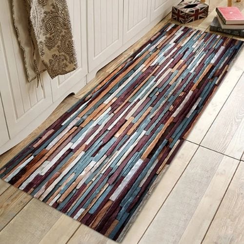 Tapis Salle de Bain | Tissé Imprimé Grain de Bois - Tapinna® Coloré / Rectangulaire / 40x60cm (1 Pièce)