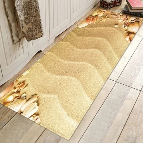 Tapis Salle de Bain | Tissé Imprimé Sable - Tapinna® Beige / Rectangulaire / 40x60cm (1 Pièce)
